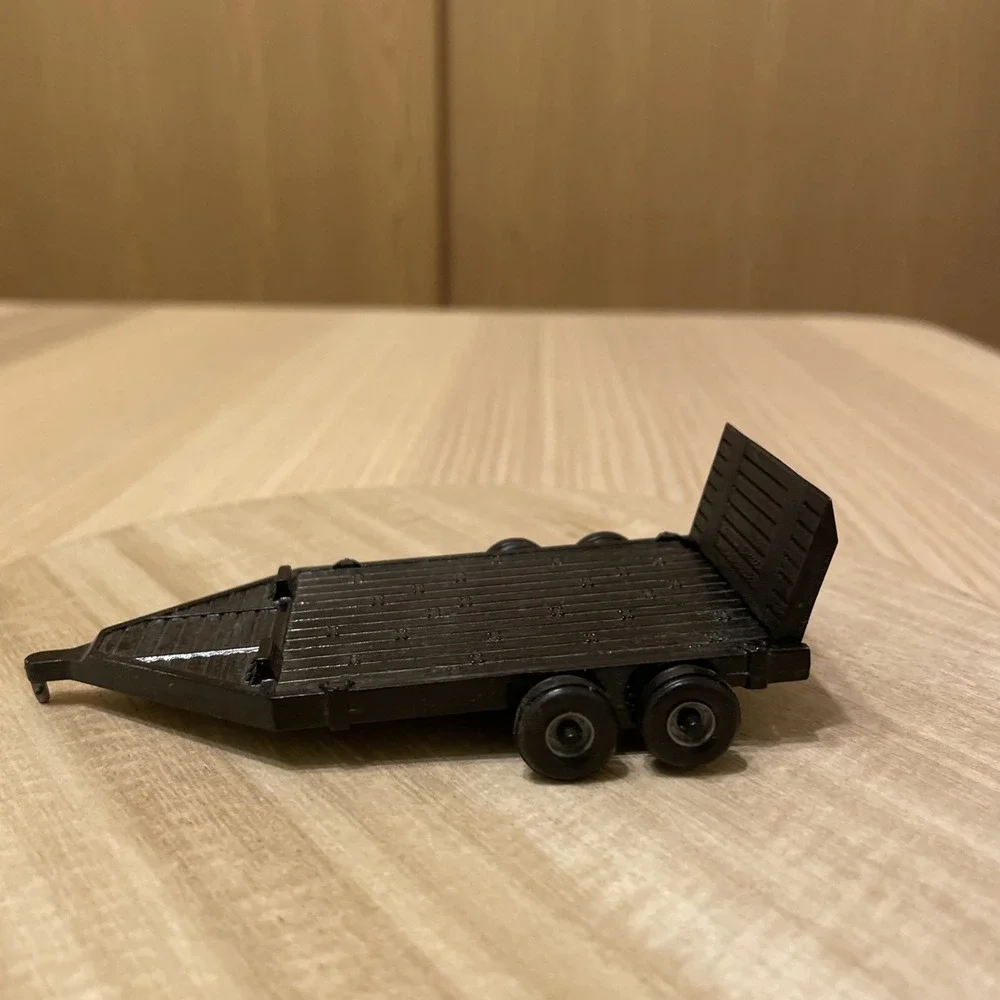 Vintage ERTL Flatbed Trailer 1/64 Diecast Black Dual Axle Farm Toy